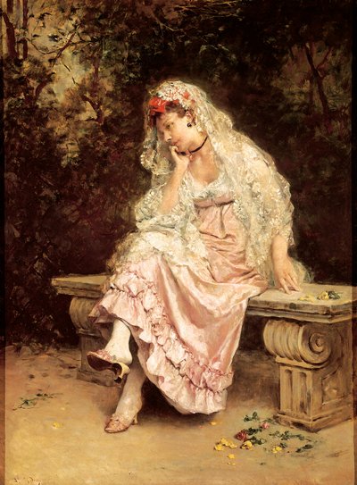Young Woman in a Garden by Raimundo de Madrazo y Garreta