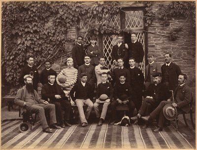 High Class Students and Teachers at Bishop Cotton School, Shimla (verso) by Raja Deen Dayal