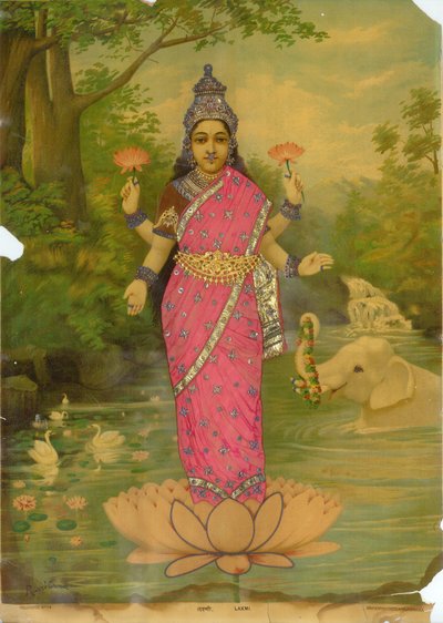 Lakshmi Embellished 2 by Raja Ravi Varma