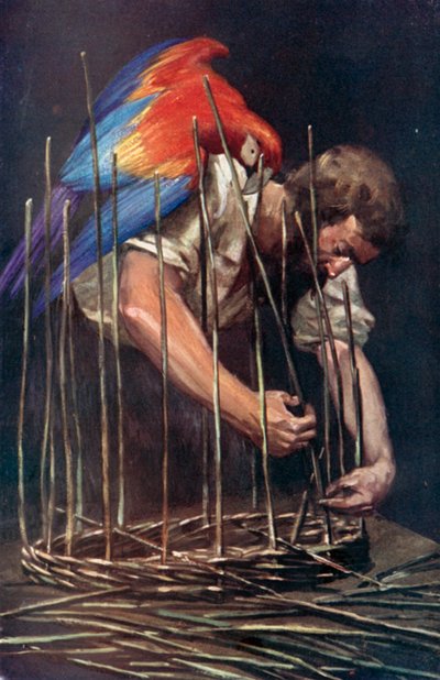 Illustration for Robinson Crusoe by Daniel Defoe by Ralph Noel Pocock