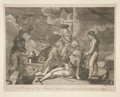 The Death of Captain James Lawrence on Board the Chesapeake, June 1, 1813 by Ralph Rawdon