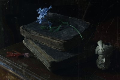 Antique Books and Blue Blooms by Ramiz Sahin