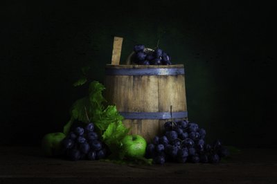 Harvest Grapes and Barrel by Ramiz Sahin