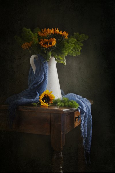 Moody Sunflower Still Life by Ramiz Sahin