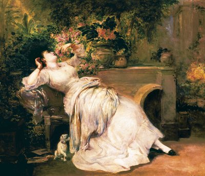 Woman in a garden by Ramón Martí Alsina