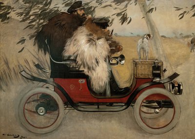 Ramon Casas and Pere Romeu in an Automobile by Ramón Casas