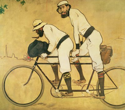 Self Portrait of Casas with Pere Romeu on a Tandem by Ramon Casas i Carbo