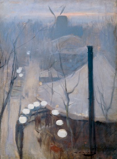 View of the Montmartre District with a Mill in Paris by Ramon Casas i Carbo