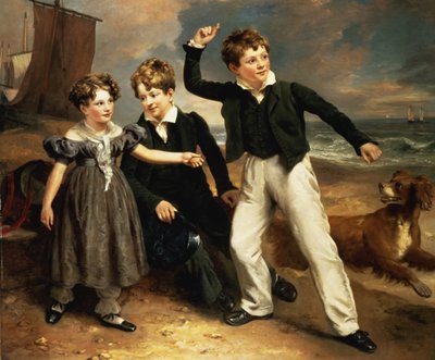 Group Portrait of Robert, James and Mary Sarah, the Three Children of James Greenhalgh by Ramsay Richard Reinagle