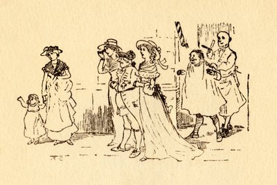Bystanders watch as John Gilpin gallops past by Randolph Caldecott
