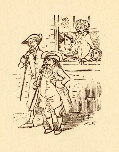 Bystanders watch as John Gilpin gallops past by Randolph Caldecott