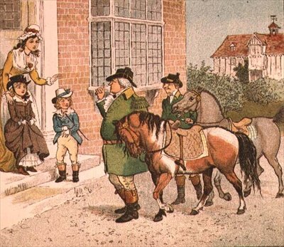 Illustration from Ride-a-cock-horse to Banbury Cross (Bringing Horses to the Children) by Randolph Caldecott
