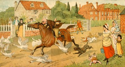 John Gilpin gallops through a village, 1878, c1918 by Randolph Caldecott