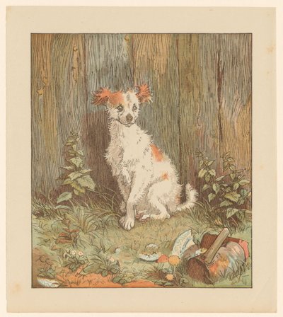 Little Dog Sitting by a Fence by Randolph Caldecott