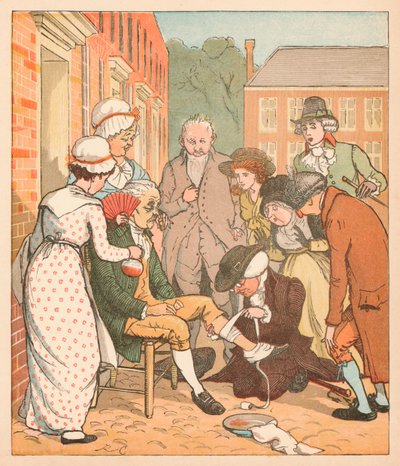Neighbours Dressing the Good Man of Islingtons Bite by Randolph Caldecott