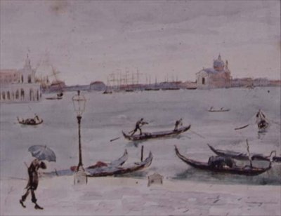 The Customs House and the Church of San Giorgio, Venice, Seen from the Piazzetta by Randolph Caldecott