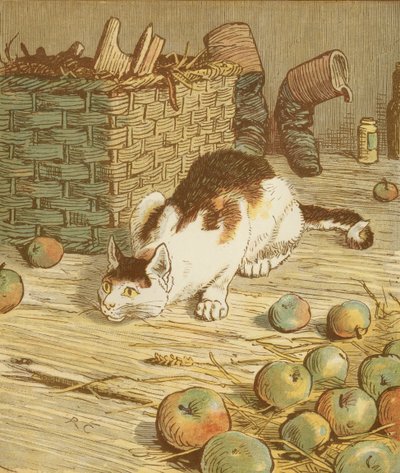 The House that Jack Built, Accumulative Nursery Rhyme. The Cat that Ate the Rat that Ate the Malt. Illustration by Randolph Caldecott by Randolph Caldecott