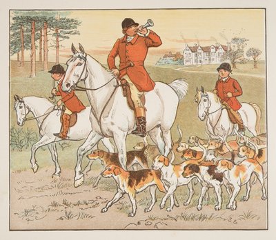 The Huntsman Blows his Horn, from The Hey Diddle Diddle Picture Book, pub.1882 by Randolph Caldecott