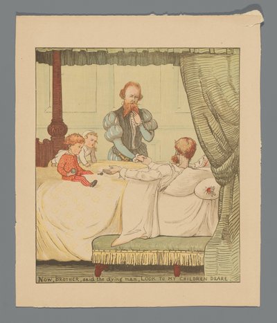 Two Children and a Man at a Sickbed by Randolph Caldecott