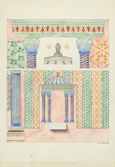 Details of Wall Paintings, Side Wall of Sanctuary by Randolph F. Miller