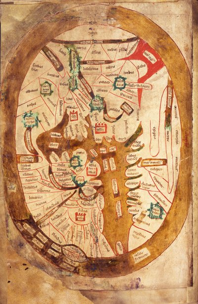 Ms.89 Higden fol.13v Map of the World by Ranulf Higden