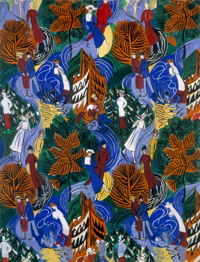Ice Skaters, Design for Printed Silk, c.1914-20 by Raoul Dufy