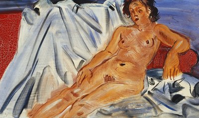 Reclining Nude on Red Couch by Raoul Dufy