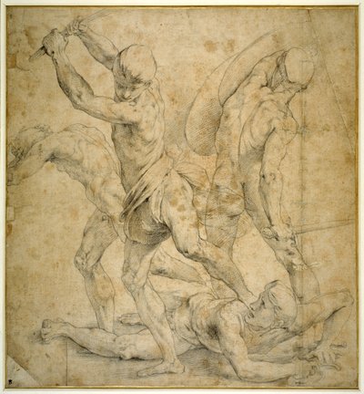 The panel beneath the statue of Apollo in 