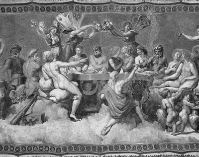 The Banquet of the Gods, ceiling painting of the Courtship and Marriage of Cupid and Psyche (detail) by after Raphael