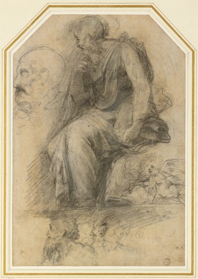A male saint, seated (St Paul): Study for the Disputa by Raphael