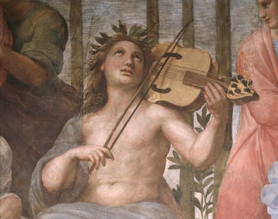 Apollo playing lira da braccio (detail) by Raphael (1483 1520)