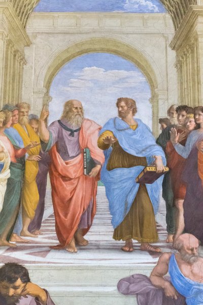 Aristotle and Plato: Detail from the School of Athens in the Stanza della Segnatura by Raphael (1483 1520)