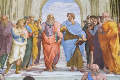 Aristotle and Plato: detail from the School of Athens in the Stanza della Segnatura by Raphael (1483 1520)