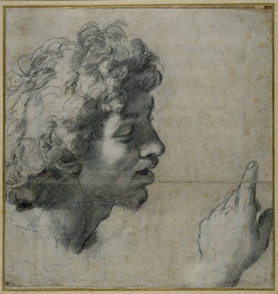 Head and hand study by Raphael