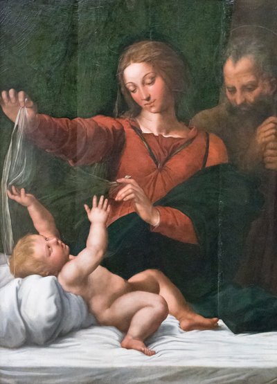 Holy Family, Also Known as Madonna del Popolo, Madonna di Loreto or Madonna del Velo by Raphael (1483 1520)