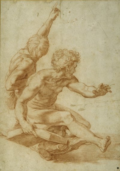 Nude studies for St. Andrew and another apostle in 