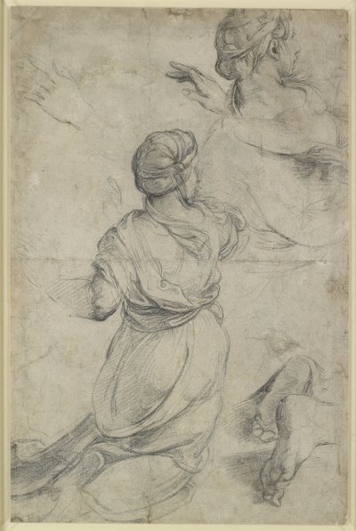 Recto: Studies for two kneeling Women, WA1846.198 by Raphael