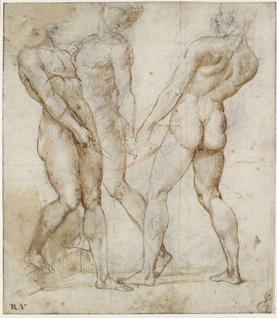 Three Nude Bearers (study for the Entombment of Christ) by Raphael