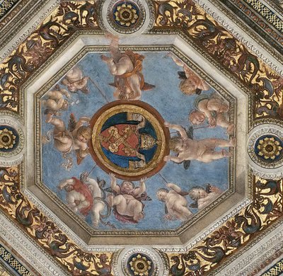 Ceiling. Fresco in Stanza della Segnatura, ca 1510-1511 by Raphael