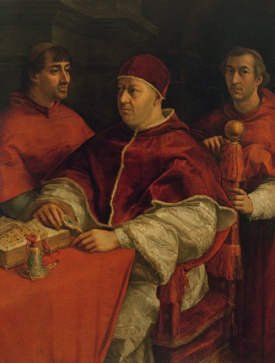 Leo X with Cardinals Giulio de Medici and Luigi de Rossi by Raffaello Sanzio Raphael