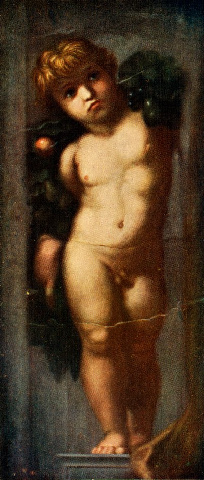 Putto with Garland by Raffaello Sanzio Raphael