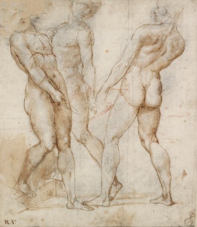 Three Nude Bearers (detail) by Raphael