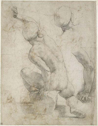 Nude Man Seated on a Stone by Raffaello Sanzio Raphael