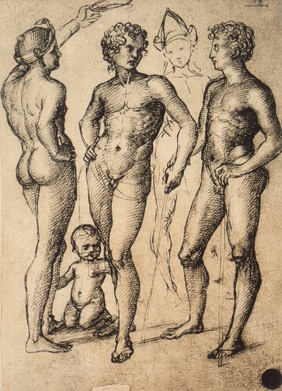 Study of four male figures and a baby by Raffaello Sanzio Raphael