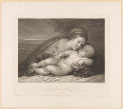 Mary with sleeping Child in landscape (Parce Somnum Rumpere) by Raphael Morghen