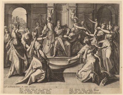Solomon Led to Idolatry by His Wives by Raphael Sadeler I after Joos van Winghe