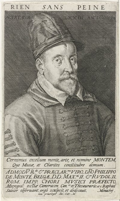 Portrait of the Composer Philippe de Monte 1521-1603, 1594 by Raphael Sadeler the Elder