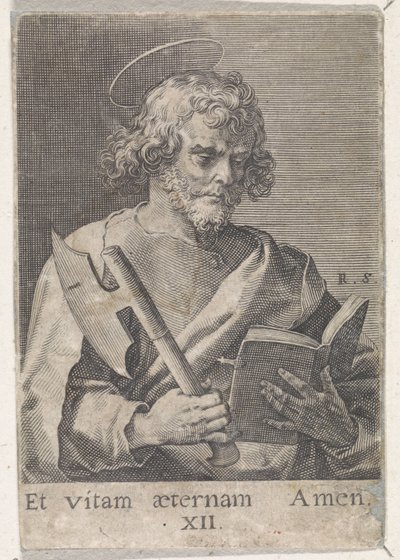 Apostle Matthias Christ, Mary, and the Twelve Apostles (series title) by Raphaël Sadeler (I)