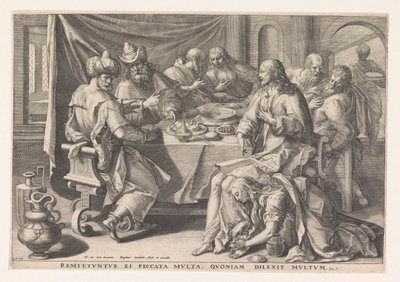 Mary Magdalene Washing the Feet of Christ by Raphaël Sadeler (I)
