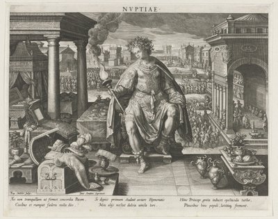 Nuptiae as Personification of Marriage (series title: Principal Activities of a Prince, Schema, seu speculum principum) by Raphaël Sadeler (I)